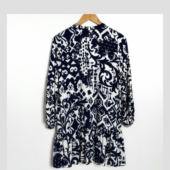 Zara Mini Dress Tunic Oversized Loose Long Sleeve Flounce Bottom Button Front - Picture 4 of 16